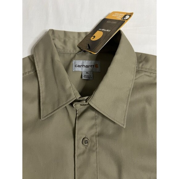 NWT Carhartt Shirt Mens XL Khaki Twill Button Up Long Sleeve Chest Pockets Work - Picture 5 of 10
